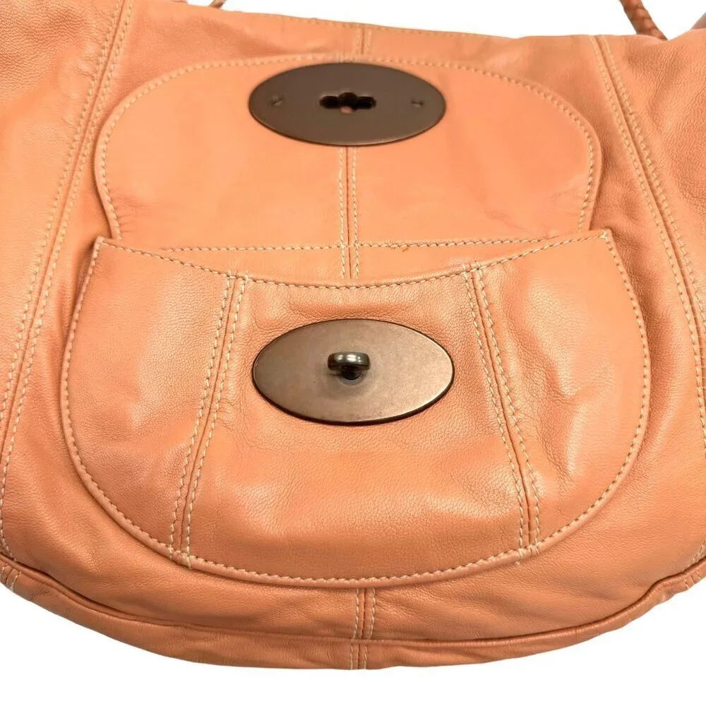 MULBERRY Araline Hobo Bag Peach Leather Tassels Boho Chic Luxury Designer
